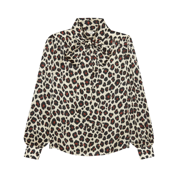 Saint Laurent Lavallière Neck Blouse "Leopard"
