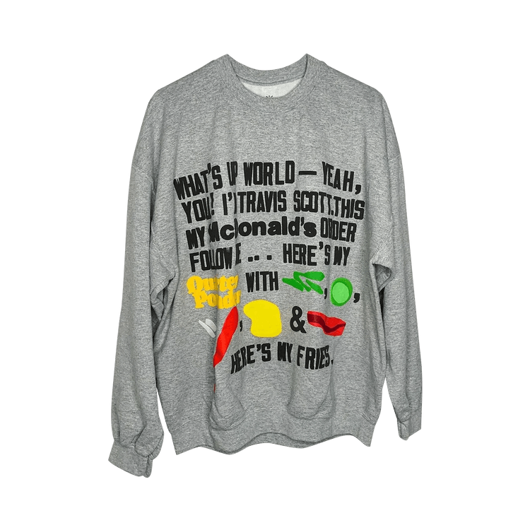 Cactus Jack by Travis Scott x Cactus Plant Flea Market Script Crewneck Sweatshirt "Sport Grey"