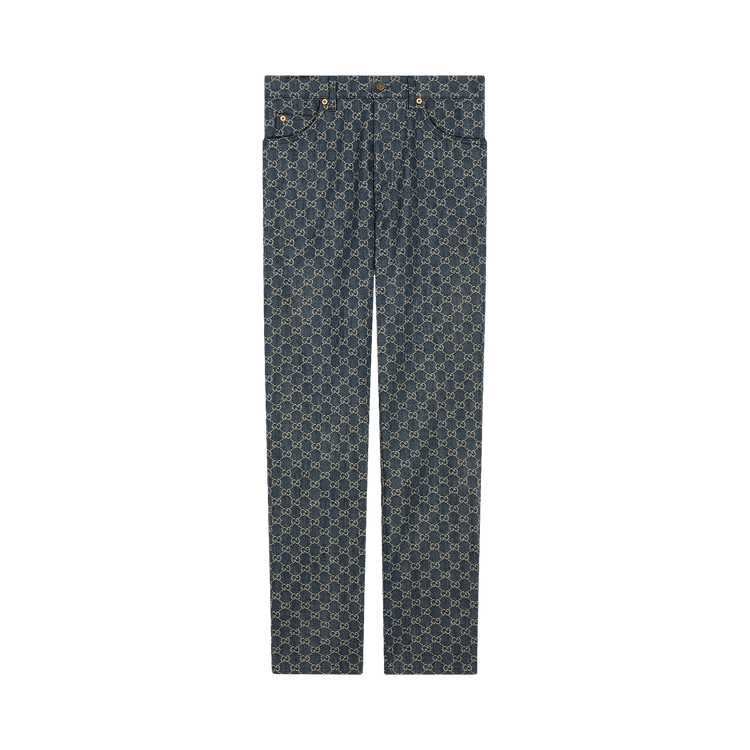 Gucci Eco Washed GG Denim Pant "Dark Blue/Ivory"