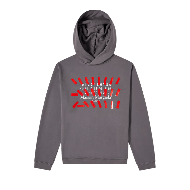 Maison Margiela Tape Print Oversized Hoodie "Storm Grey"