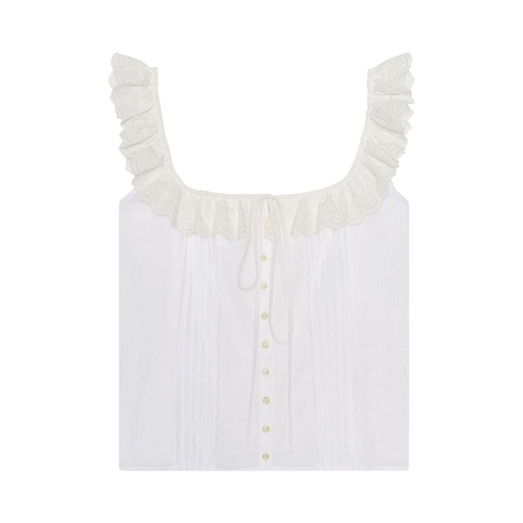 Saint Laurent Broderie Anglaise Tank Top "Blanc"