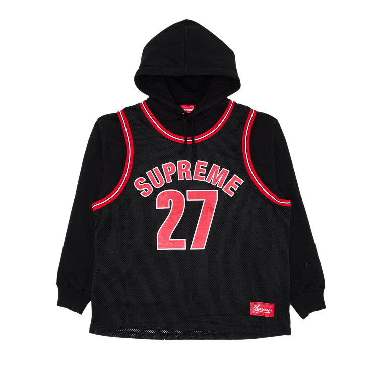 Supreme Basketball Jersey Hooded Sweatshirt "Black"