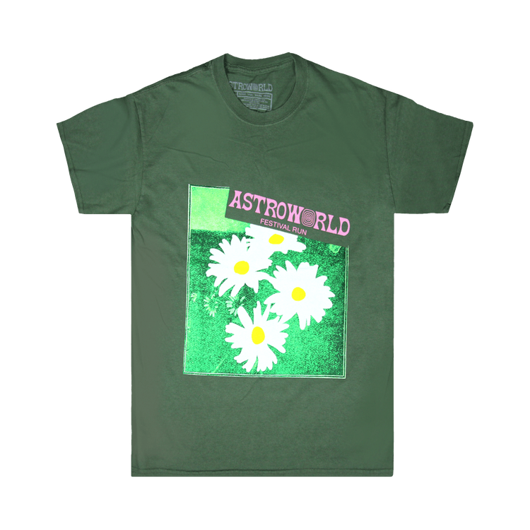 Cactus Jack by Travis Scott Astroworld Festival Run Flower T-Shirt "Green"