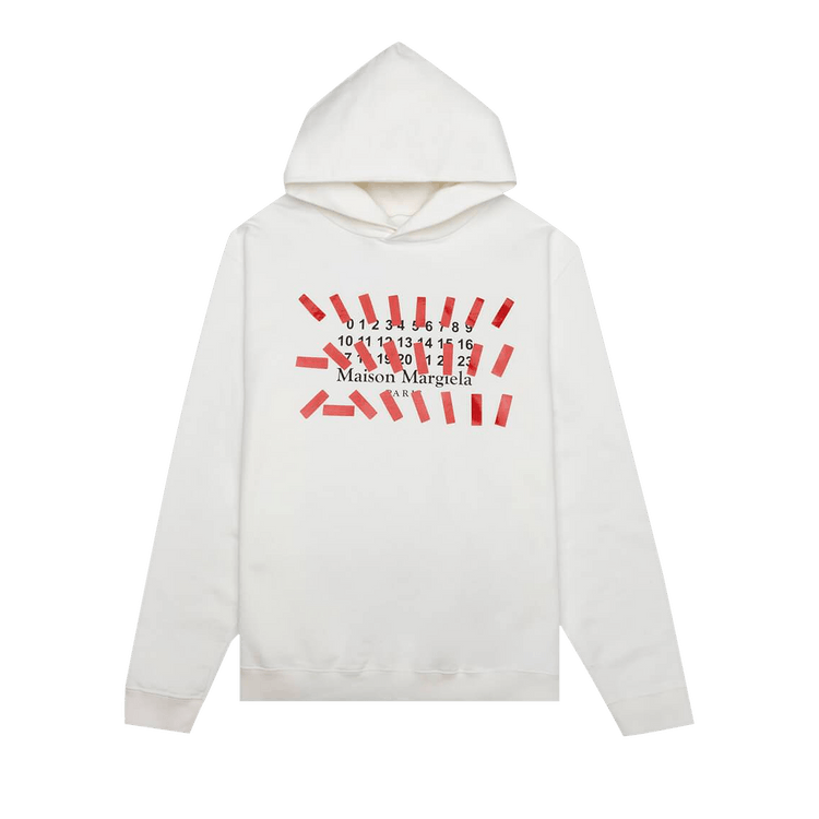 Maison Margiela Stripe Stamp Hooded Sweatshirt "Off White"