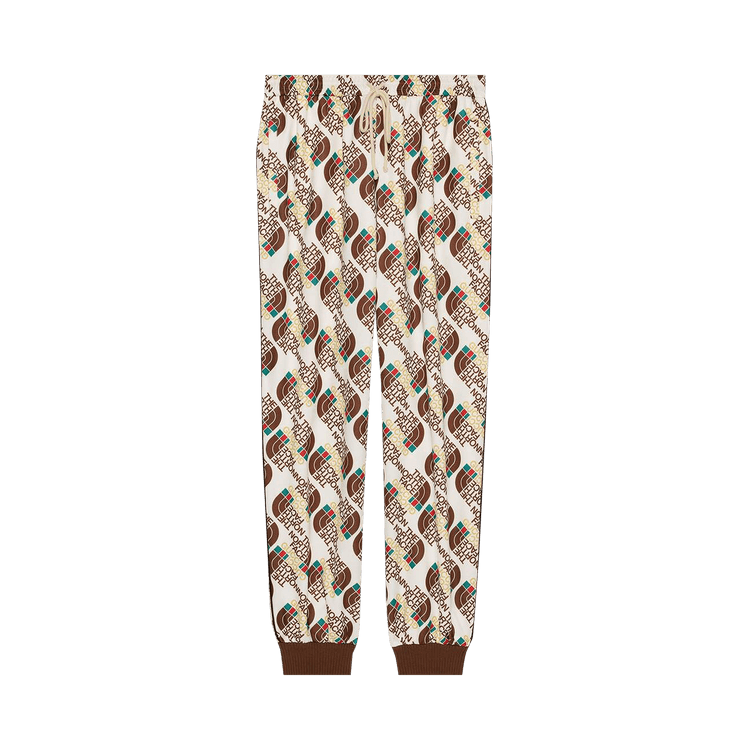 The North Face x Gucci Web Print Technical Jersey Jogging Pants "Ivory/Brown"