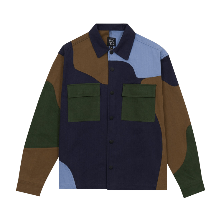 Brain Dead Patchwork Military Field Shirt Jacket "Navy"