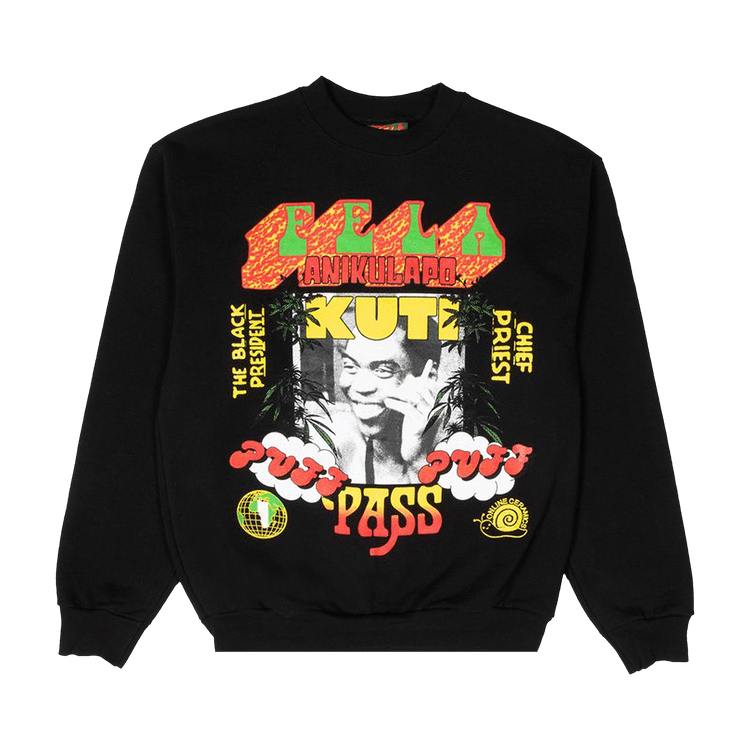 Online Ceramics x Fela Kuti Puff Puff Pass Crewneck "Off Black"