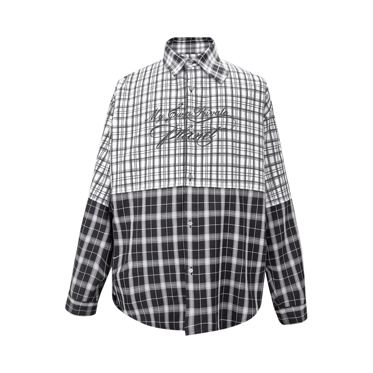 C2H4 My Own Private Planet Panelled Check Shirt "Multicolor"