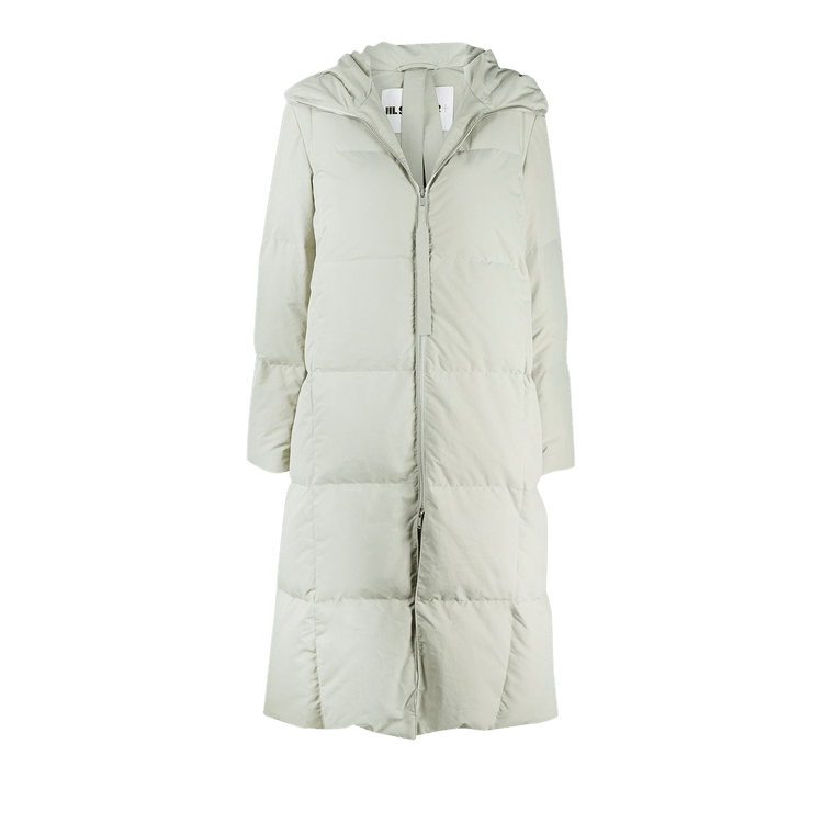 Jil Sander Long Hooded Warm Fill Down Coat "Light Grey/Green"