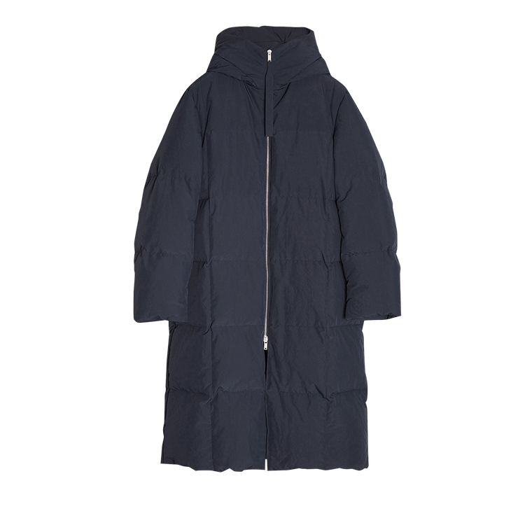 Jil Sander Long Hooded Warm Fill Down Coat "Dark Blue"