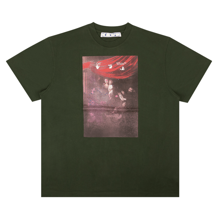 Off-White Sprayed Caravaggio Short-Sleeve Over Tee "Green/White"