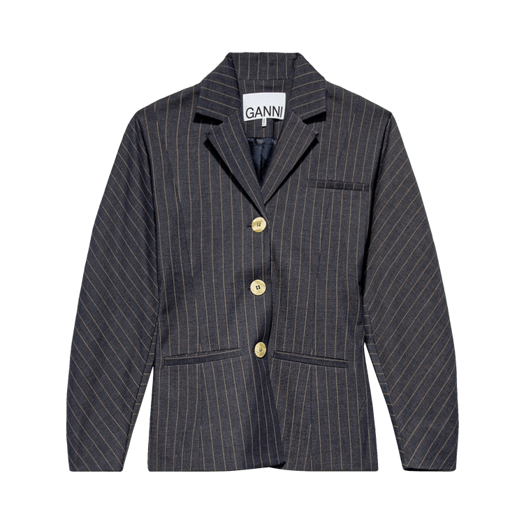 GANNI Stretch Stripe Blazer "Dress Blues"