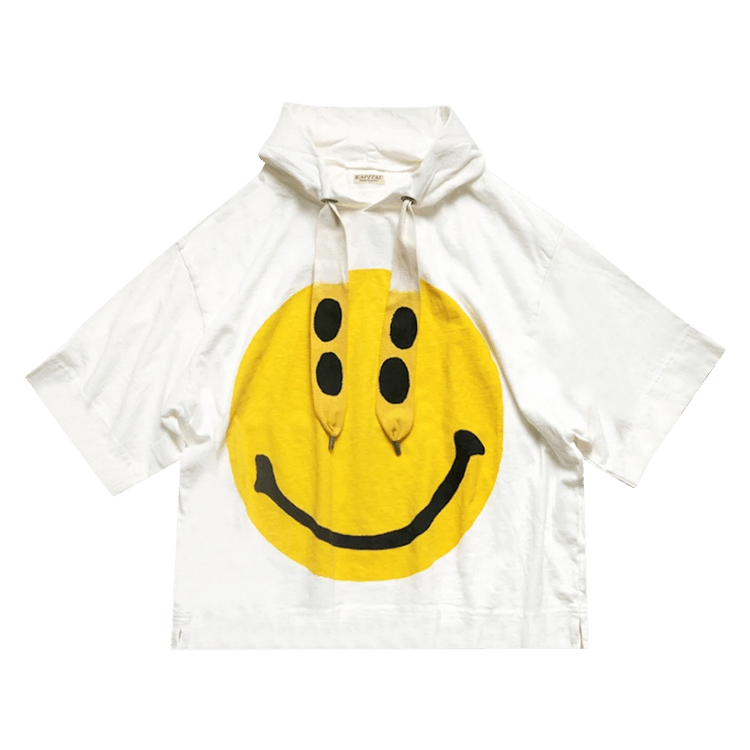 Kapital Rain Smile Short-Sleeve Hoodie "White"