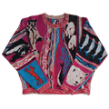Kapital 7 Gauge Cotton Knit Kachina Gaudy Crew Sweater "Purple"