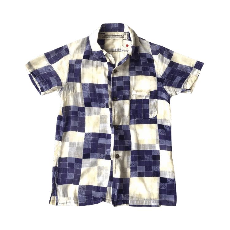 Kapital Okayama Patchwork Linen Blend Shirt "White/Blue"