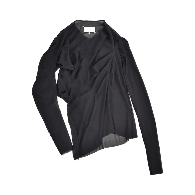 Maison Margiela Sheer Asymmetric Draped Blouse "Black"