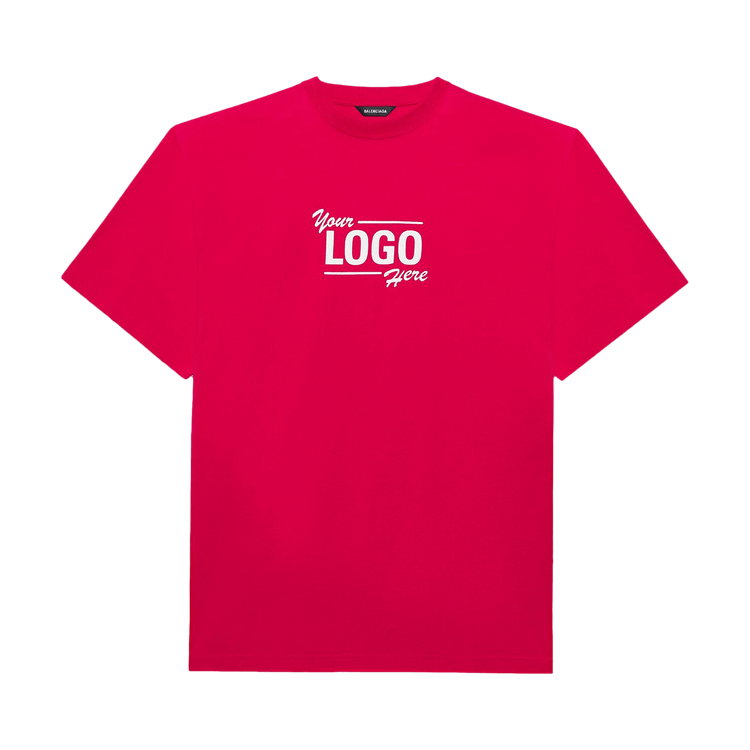 Balenciaga Logo Here Flatground T-Shirt "Raspberry/White"
