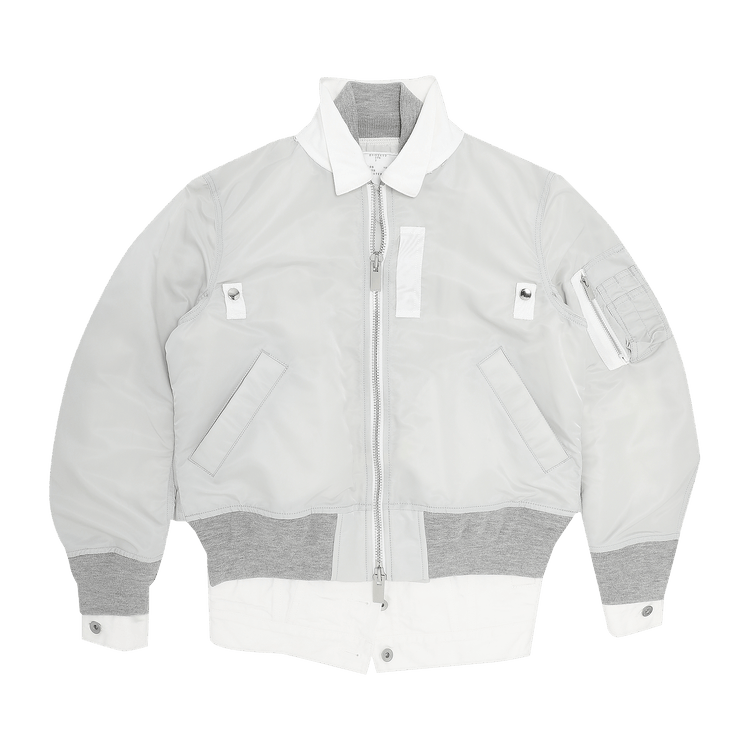 Sacai Denim Nylon Twill Blouson "Light Grey/Off White"