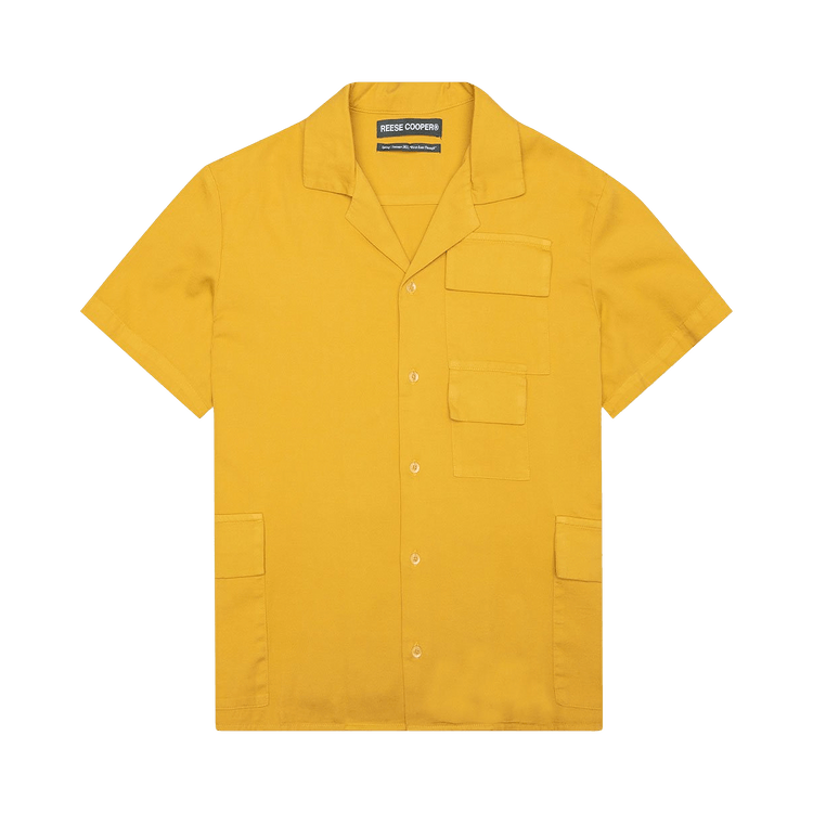 Reese Cooper Short-Sleeve Cotton Cargo Button Down Shirt "Yellow"