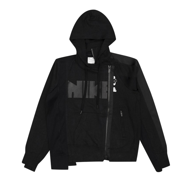 Nike x Sacai Double-Zip Hoodie "Black/Dark Obsidian"