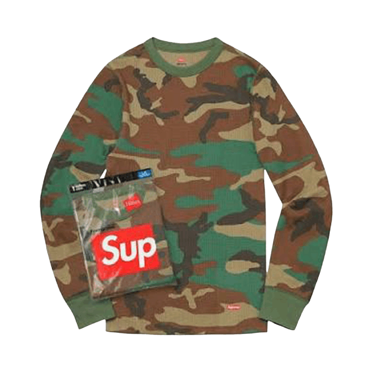 Supreme x Hanes Thermal Crew (1 Pack) "Woodland Camo"