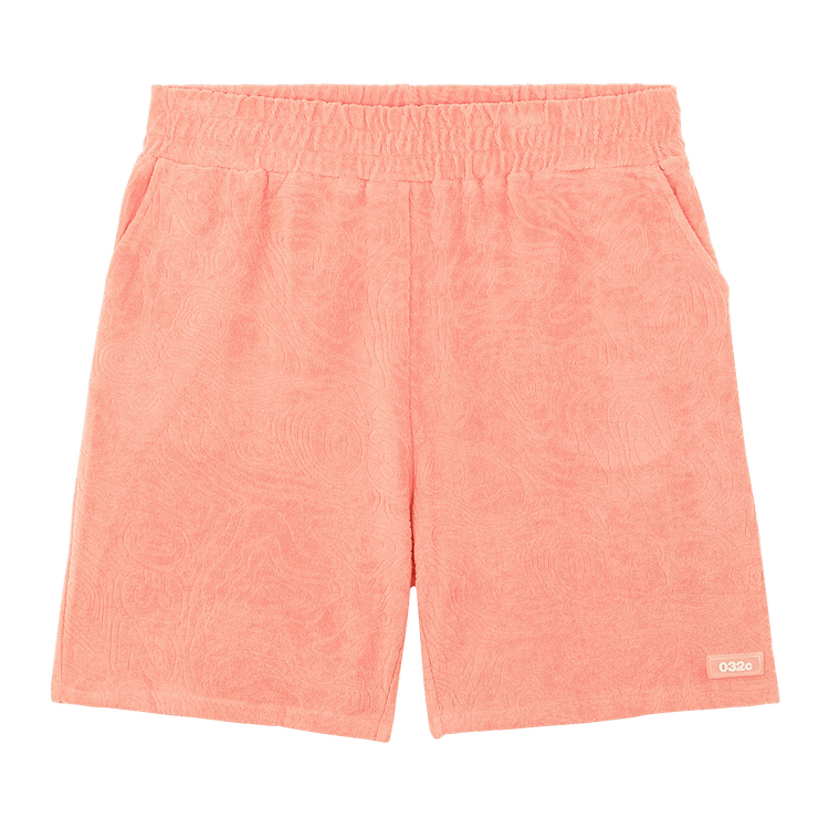 032C Topos Shaved Terry Shorts "Ex Neon Coral"