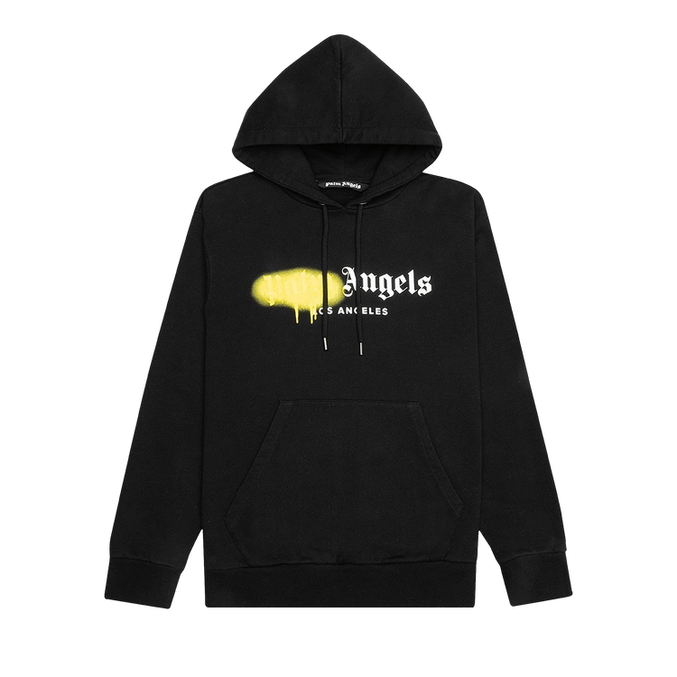 Palm Angels Malibu Sprayed Hoodie "Black/Fluo Yellow"