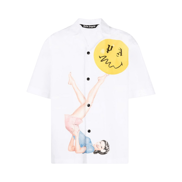 Palm Angels Juggler Pin Up Bowling Shirt "White/Pink"