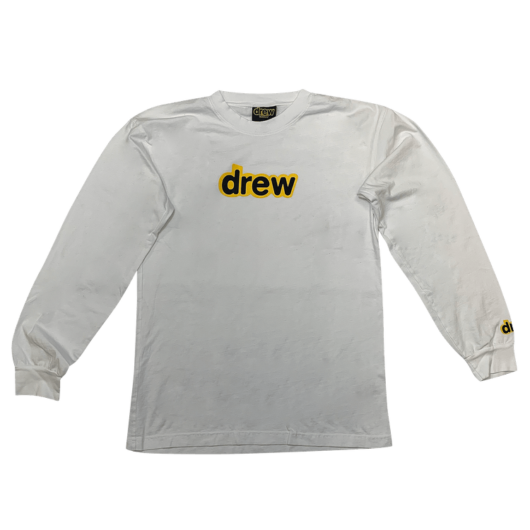 Drew House Chest Logo Long-Sleeve Tee "White"