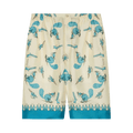 Gucci Freya Hartas Print Silk Twill Shorts "Ivory/Deep Turquoise"