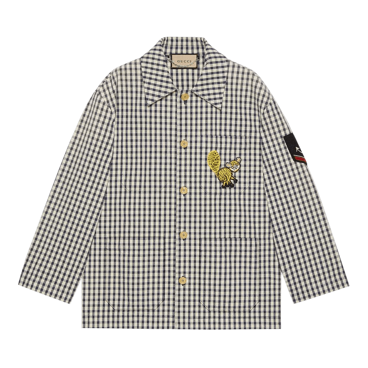 Gucci Freya Hartas Patch Gingham Jacket "White/Blue"