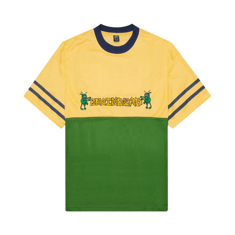 Brain Dead Paneled Football Mesh Shirt "Yellow"