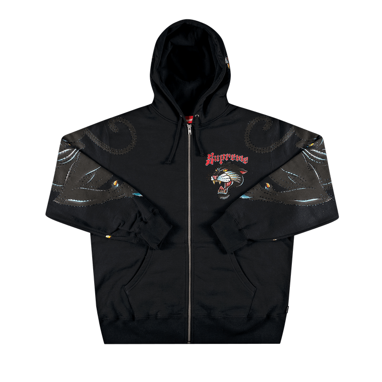 Supreme Panther Zip Up Hooded Sweatshirt "Black"