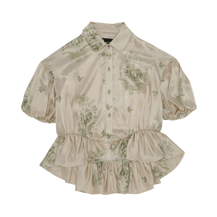 Simone Rocha Peplum Frill Blouse "Nude/Green"