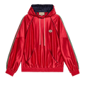Gucci Shiny Jersey Hooded Sweatshirt With Web "Red"