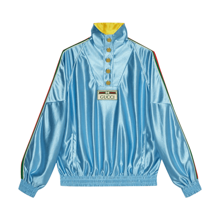 Gucci Shiny Jersey Sweatshirt With Web "Azure"