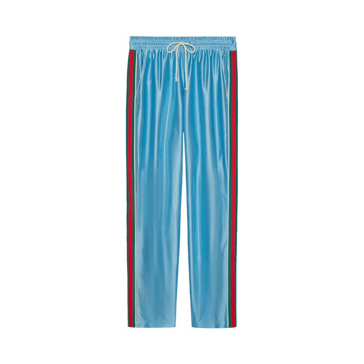Gucci Shiny Jersey Jogging Pant With Web "Azure"