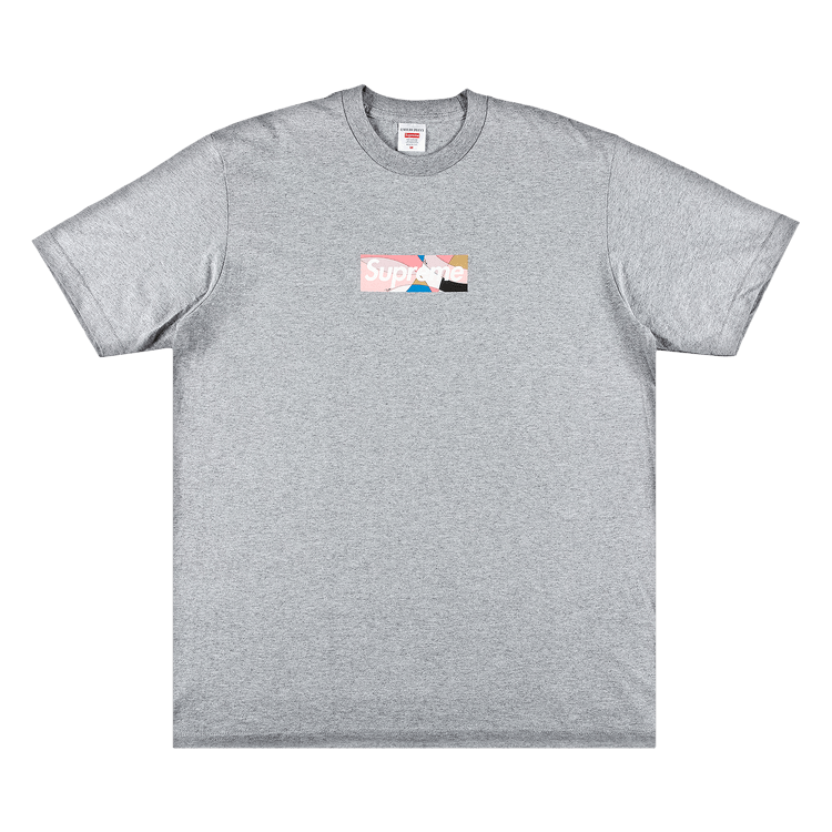Supreme x Emilio Pucci Box Logo Tee "Heather Grey/Dusty Pink"