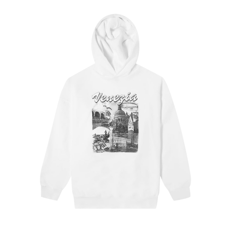 Balenciaga Venezia Print Oversized Hoodie "White/Grey"