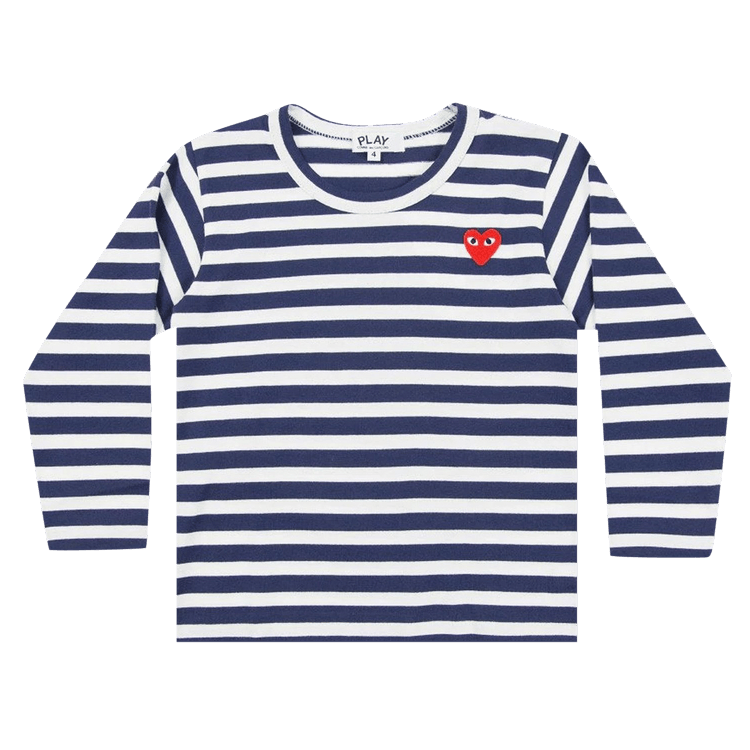 Comme des Garçons PLAY Kids Striped Heart Logo Long-Sleeve T-Shirt "Navy/White"