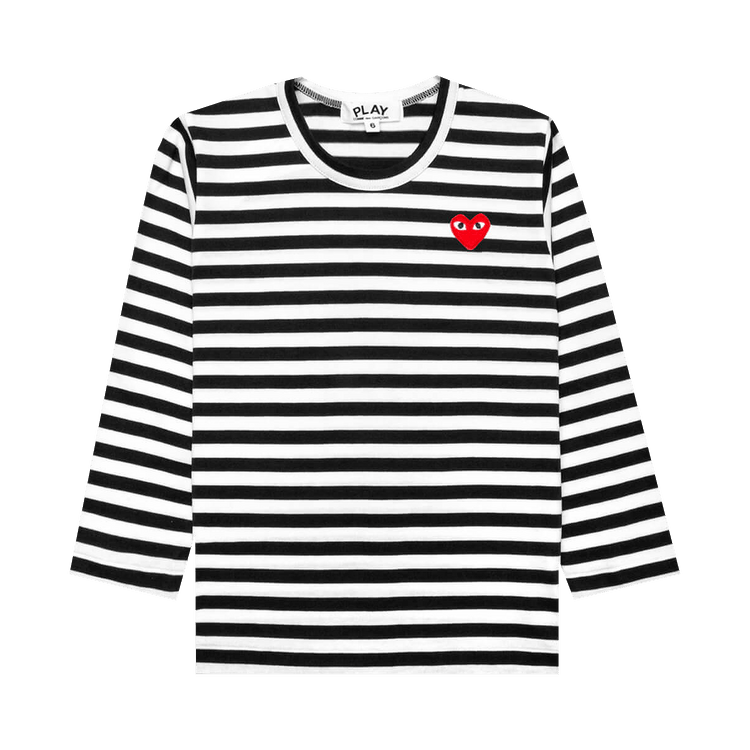 Comme des Garçons PLAY Kids Striped Heart Logo Long-Sleeve T-Shirt "Black/White"