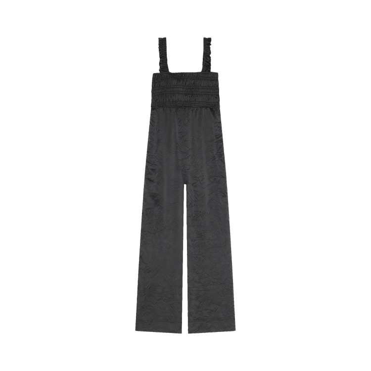 GANNI Crickled Satin Jumpsuit "Black"