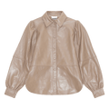 GANNI Lamb Leather Shirt "Fossil"