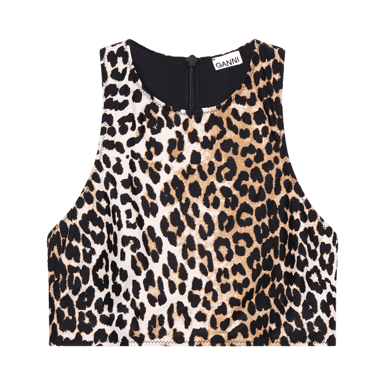 GANNI Recycled Printed Paperback Bikini Top "Leopard"