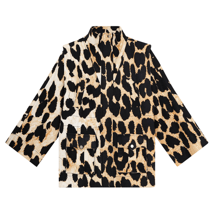 GANNI Linen Canvas Jacket "Leopard"
