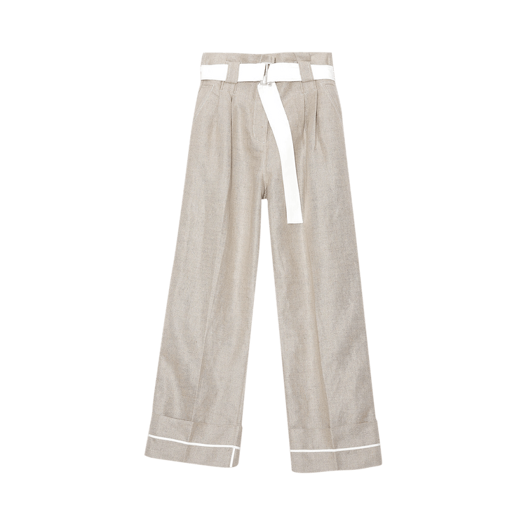 GANNI Linen High-Waisted Pants "Nature"