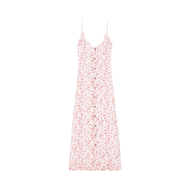 GANNI Printed Georgette Strap Dress "Egret"