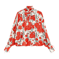 GANNI Silk Stretch Satin Oversized Blouse "Sand"