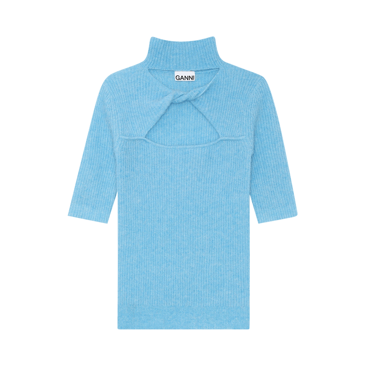 GANNI Soft Wool Knit Top "Blue"