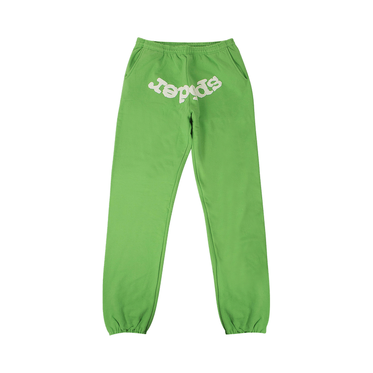 Sp5der Logo Print Sweatpants "Green"